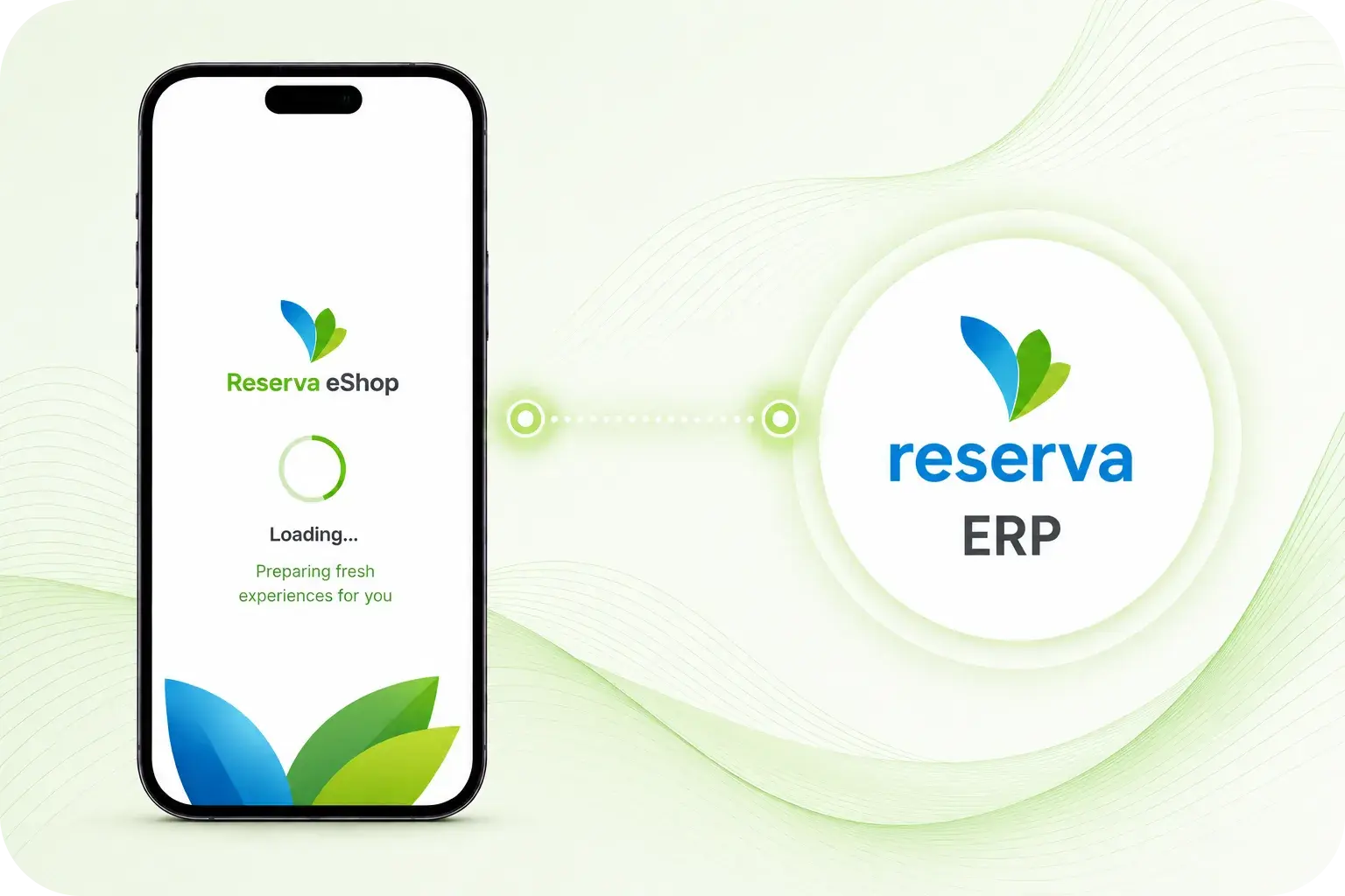 Reserva eShop mobile app connected to Reserva ERP